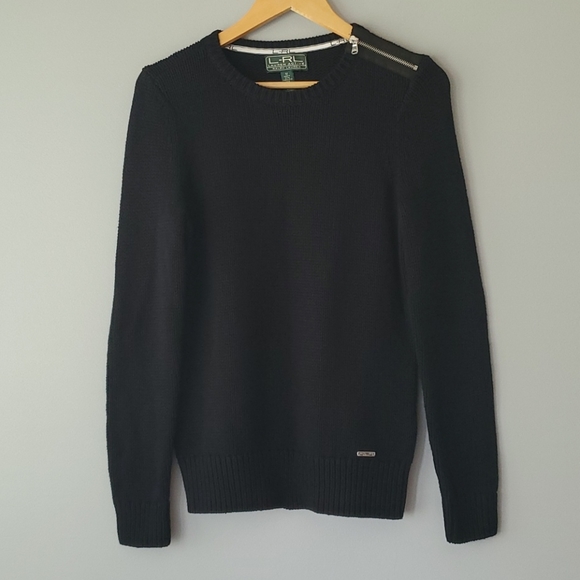Ralph Lauren Black Long Sleeve Cotton Zip Sweater - Picture 8 of 8